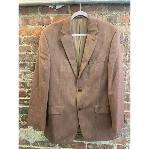 BILL BLASS Essentials Poly/Rayon Sports Coat Suit Jacket Blazer Metallic Brown/B - Picture 1 of 16